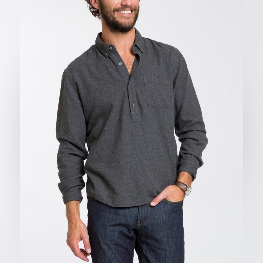 Marine Layer Mariposa Flannel Popover Size “Larger” Grey Men’s Top 100% Cotton